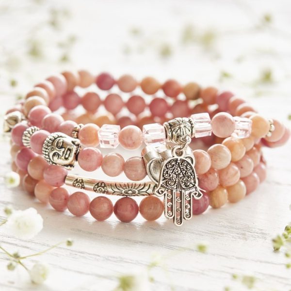 108 Natural Rhodochrosite Mala Beads Fashion