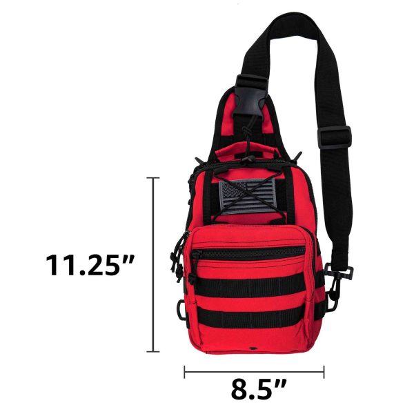 LINE2design Sling Backpack, Bleeding Control Sling Bag, Over The Shoulder Sling Backpack, MOLLE Bag for First Aid Day Pack - Red Online now - Image 2